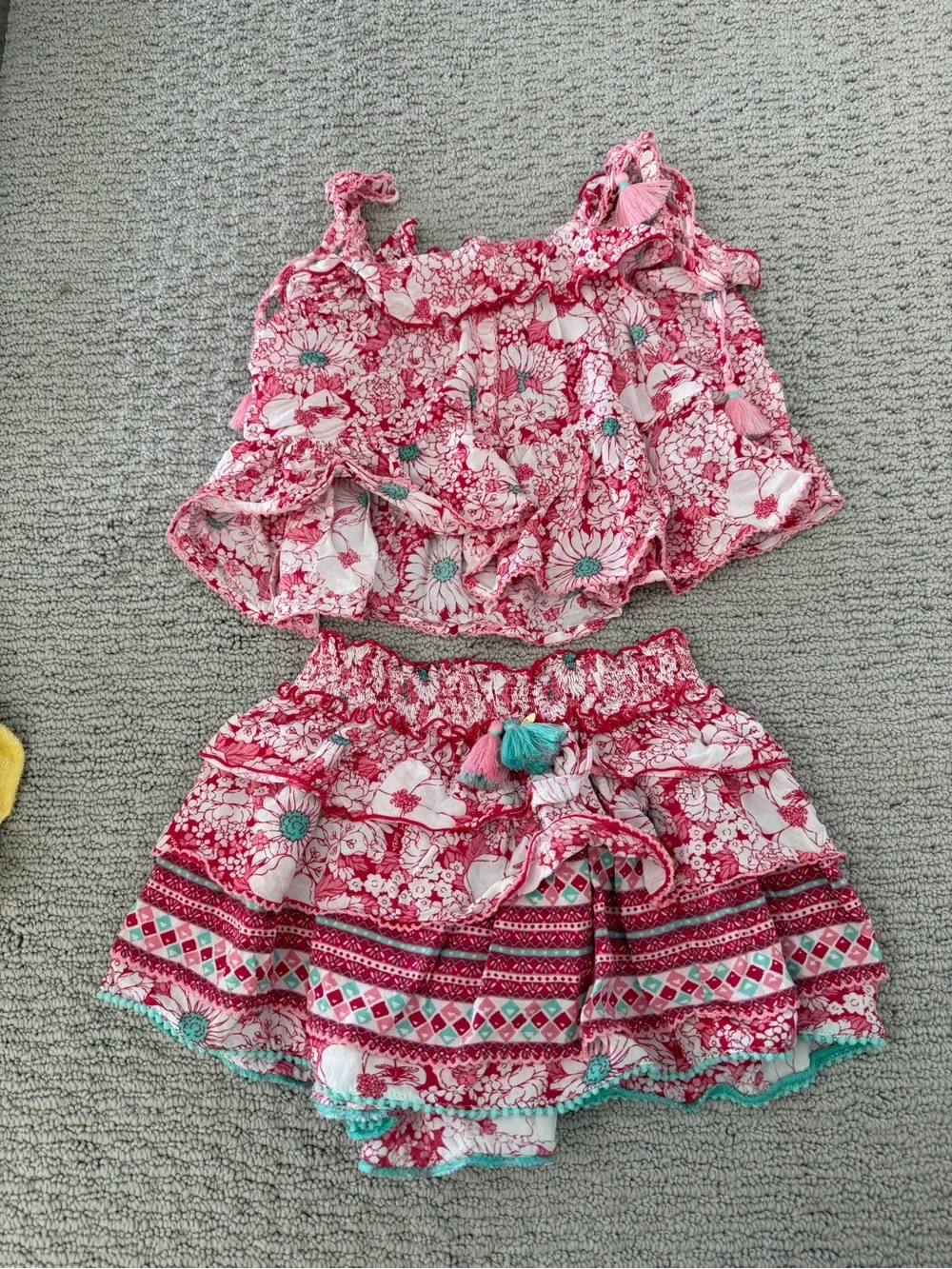 Pink Floral Ruffle Two-Piece Set - Picture 1 of 2